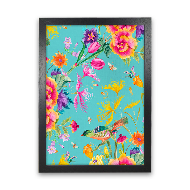 Spring Joy in blue Floral Art Print by Seven Trees Design Black Grain