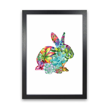 Succulents Bunny Animal Art Print by Seven Trees Design Black Grain