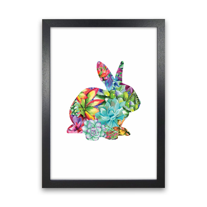 Succulents Bunny Animal Art Print by Seven Trees Design Black Grain
