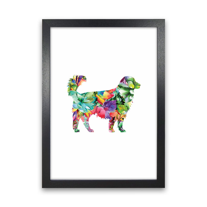 Succulents Dog Animal Art Print by Seven Trees Design Black Grain