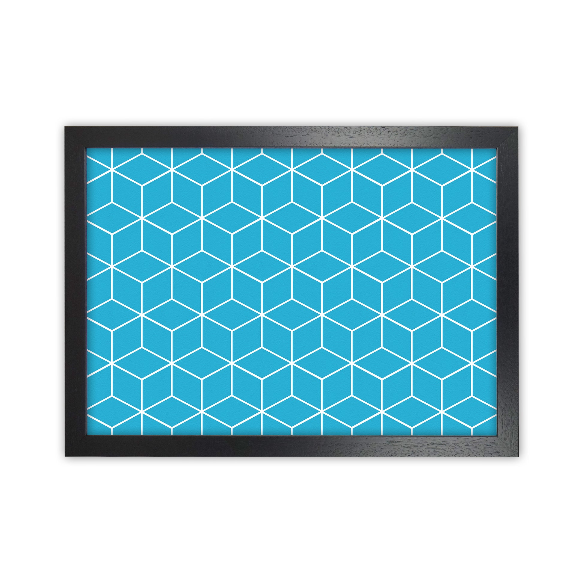 The Blue Cubes Art Print by Seven Trees Design Black Grain