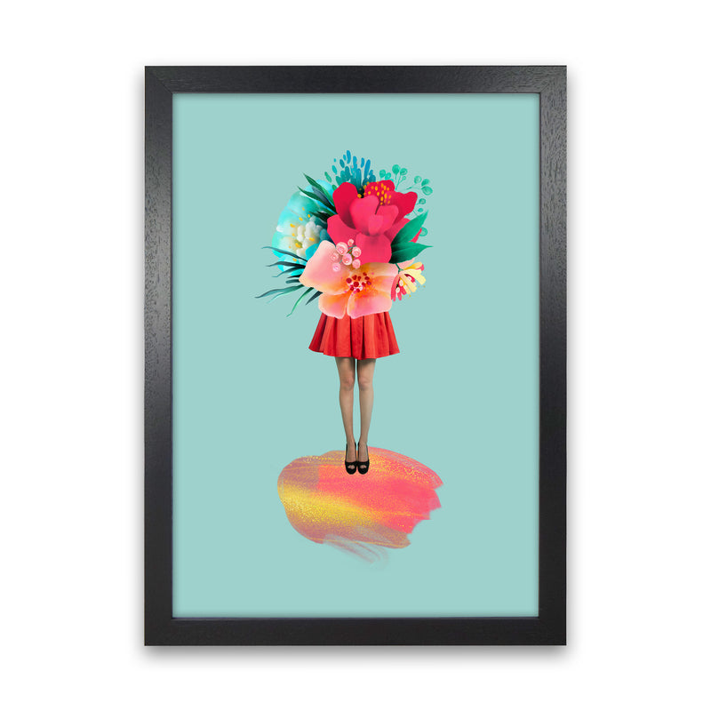The Floral Girl Art Print by Seven Trees Design Black Grain