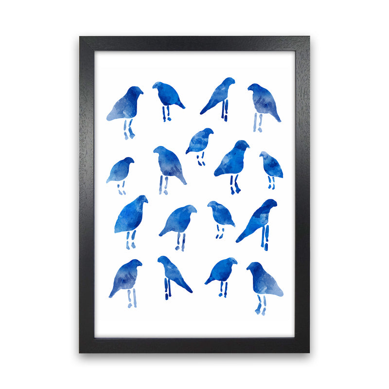 Watercolor Blue Birds Art Print by Seven Trees Design Black Grain