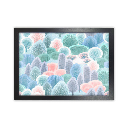 Happy Forest Art Print by Seven Trees Design Black Grain