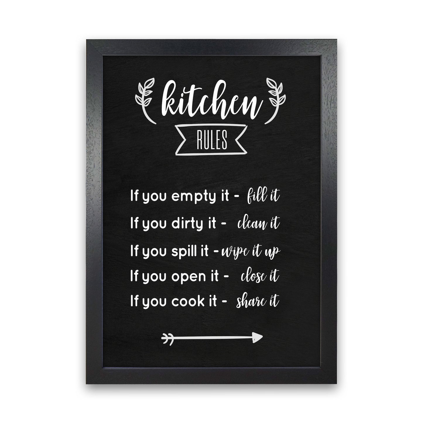 Kitchen rules Art Print by Seven Trees Design Black Grain