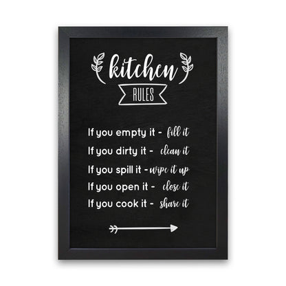 Kitchen rules Art Print by Seven Trees Design Black Grain