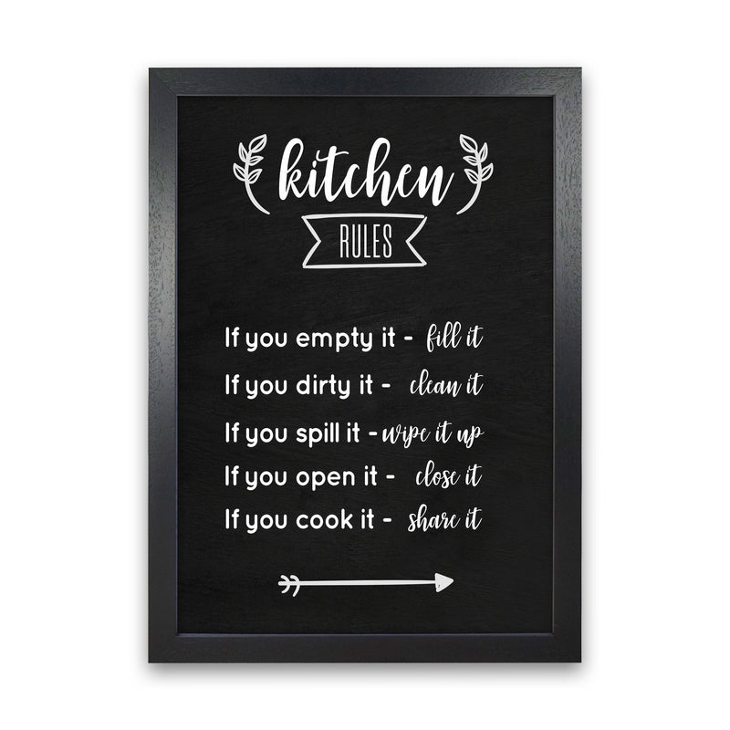 Kitchen rules Art Print by Seven Trees Design Black Grain