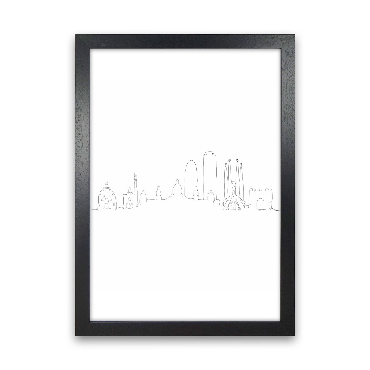 One Line Barcelona Art Print by Seven Trees Design Black Grain