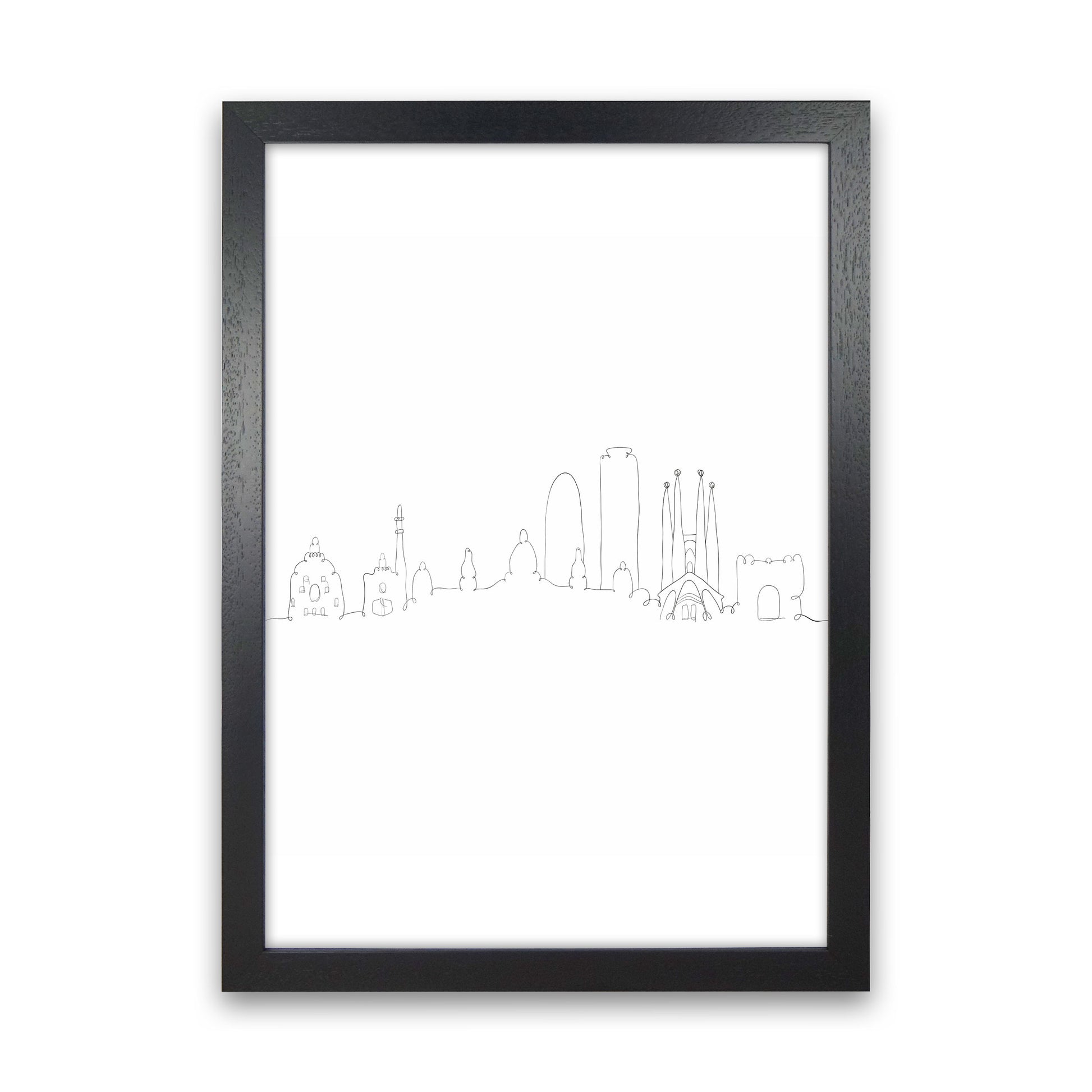 One Line Barcelona Art Print by Seven Trees Design Black Grain