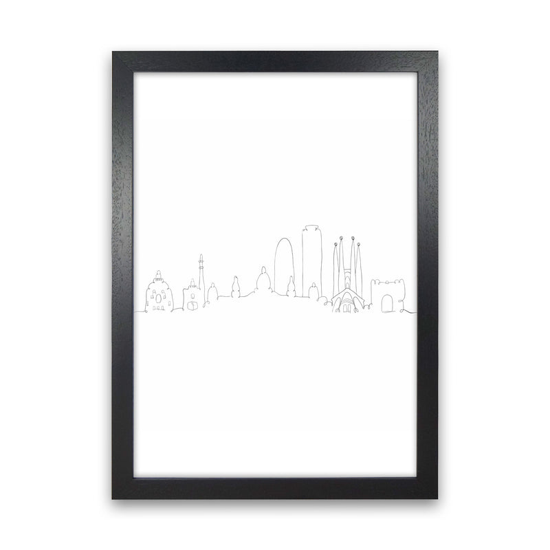 One Line Barcelona Art Print by Seven Trees Design Black Grain