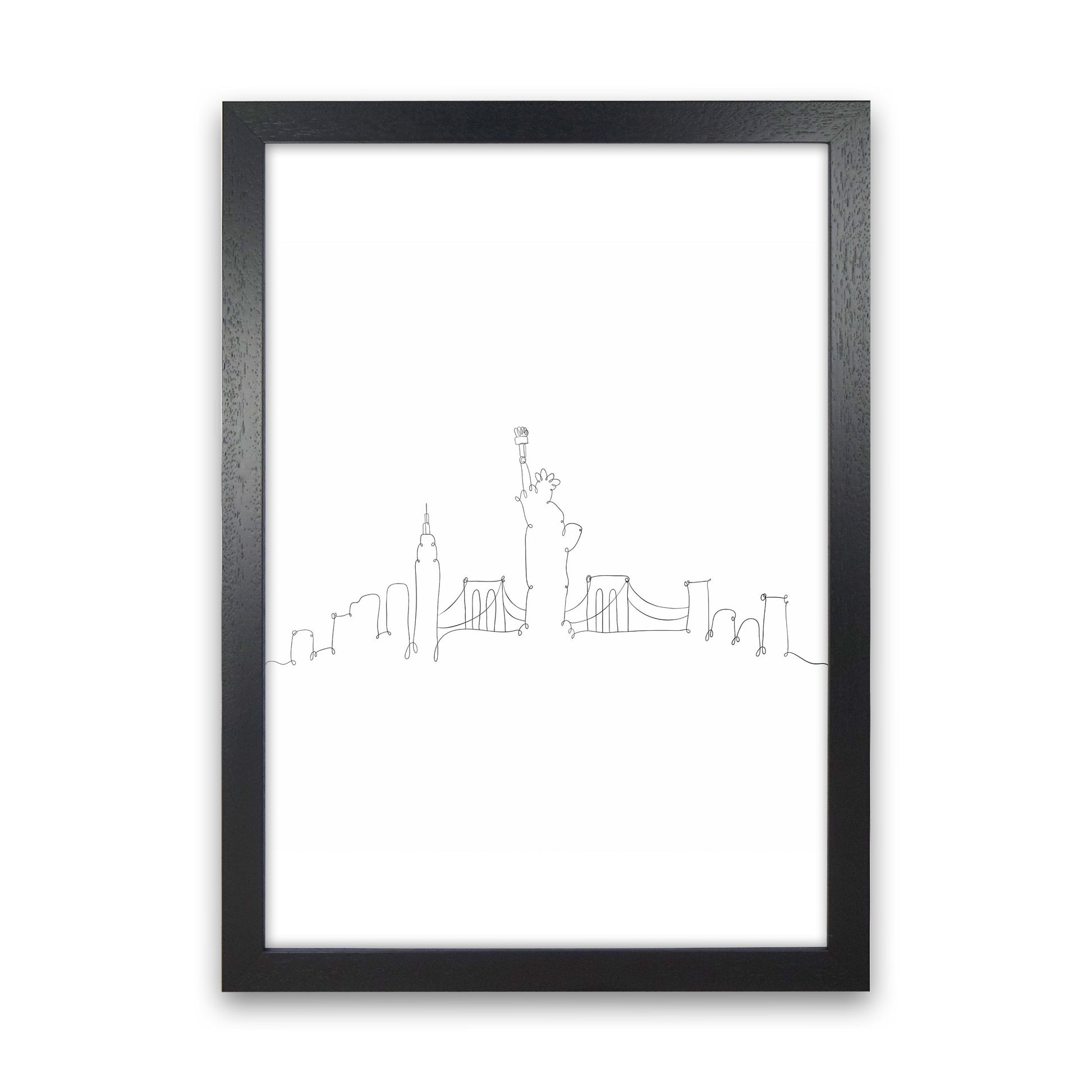 One Line New York Art Print by Seven Trees Design Black Grain