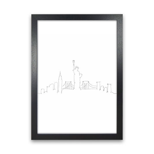 One Line New York Art Print by Seven Trees Design Black Grain