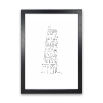 One Line Pissa Tower Art Print by Seven Trees Design Black Grain