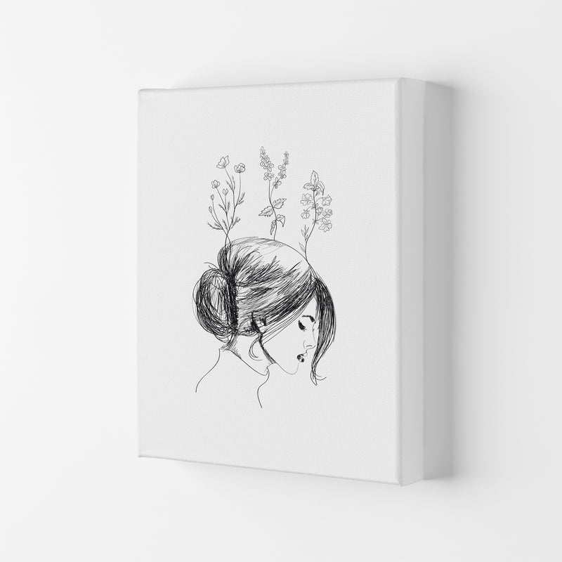 Hand Drawn Flower Girl Art Print by Seven Trees Design Canvas