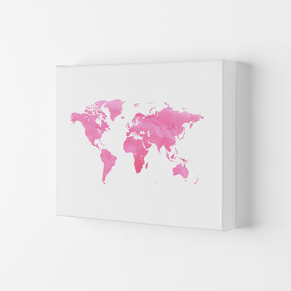 Pink Watercolor World Maps Art Print by Seven Trees Design Canvas