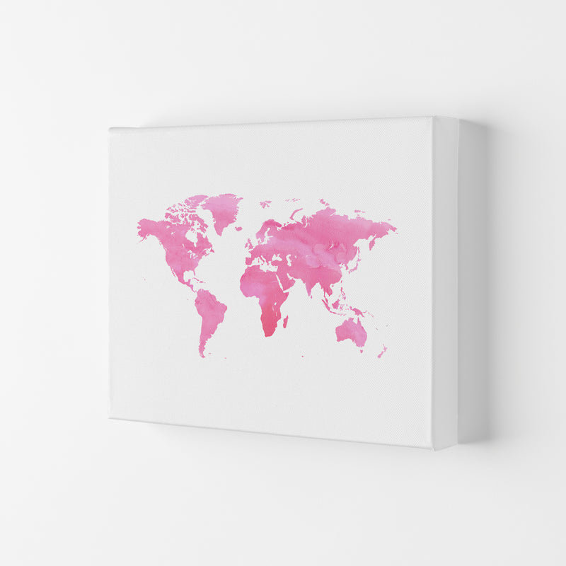 Pink Watercolor World Maps Art Print by Seven Trees Design Canvas
