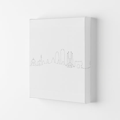 One Line Barcelona Art Print by Seven Trees Design Canvas