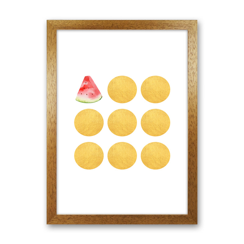Gold Watermelon Kitchen Art Print by Seven Trees Design Oak Grain