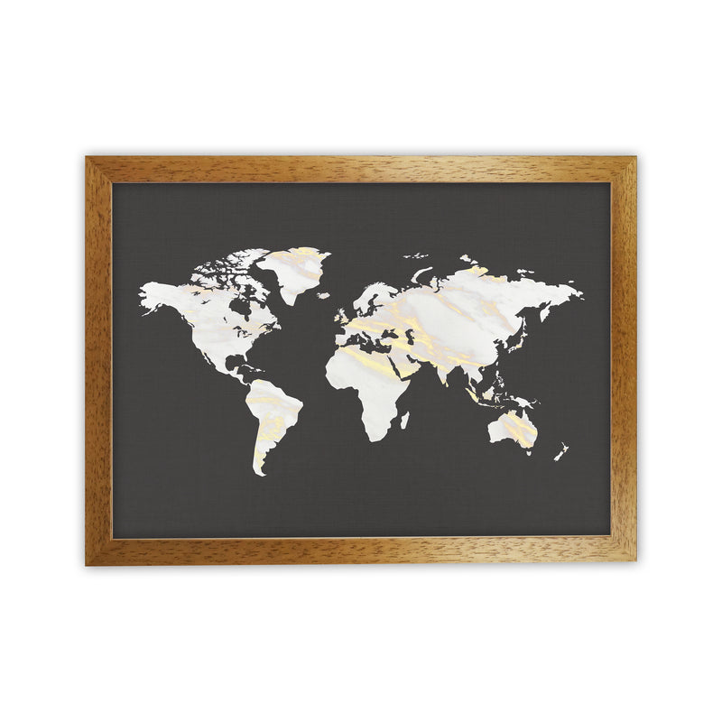 Marble Gold World Map Art Print by Seven Trees Design Oak Grain