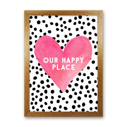 Our Happy Place Quote Art Print by Seven Trees Design Oak Grain