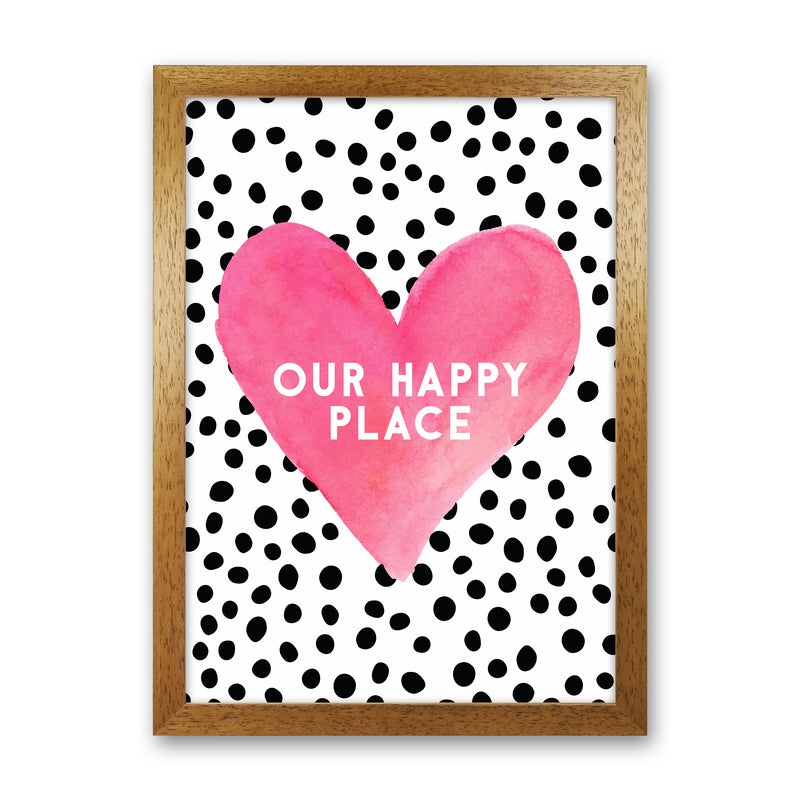 Our Happy Place Quote Art Print by Seven Trees Design Oak Grain