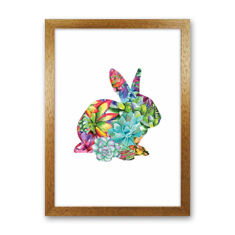 Succulents Bunny Animal Art Print by Seven Trees Design Oak Grain