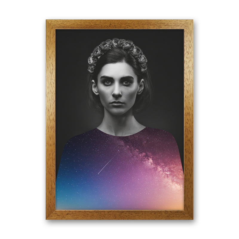 The Girl And The Stars Art Print by Seven Trees Design Oak Grain