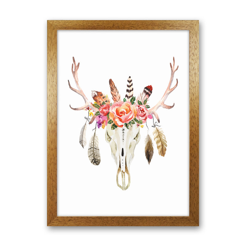 Boho cow skull Art Print by Seven Trees Design Oak Grain