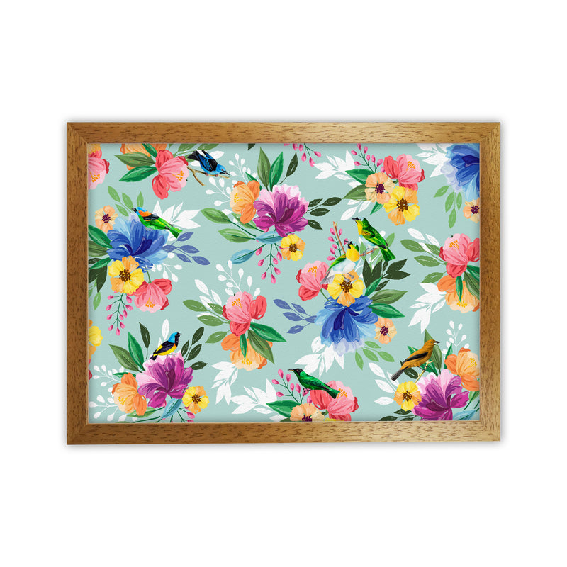 flowers birds Art Print by Seven Trees Design Oak Grain