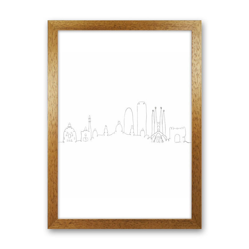 One Line Barcelona Art Print by Seven Trees Design Oak Grain