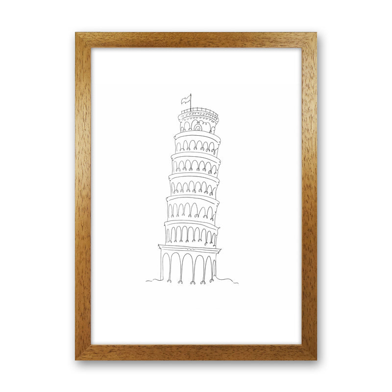 One Line Pissa Tower Art Print by Seven Trees Design Oak Grain
