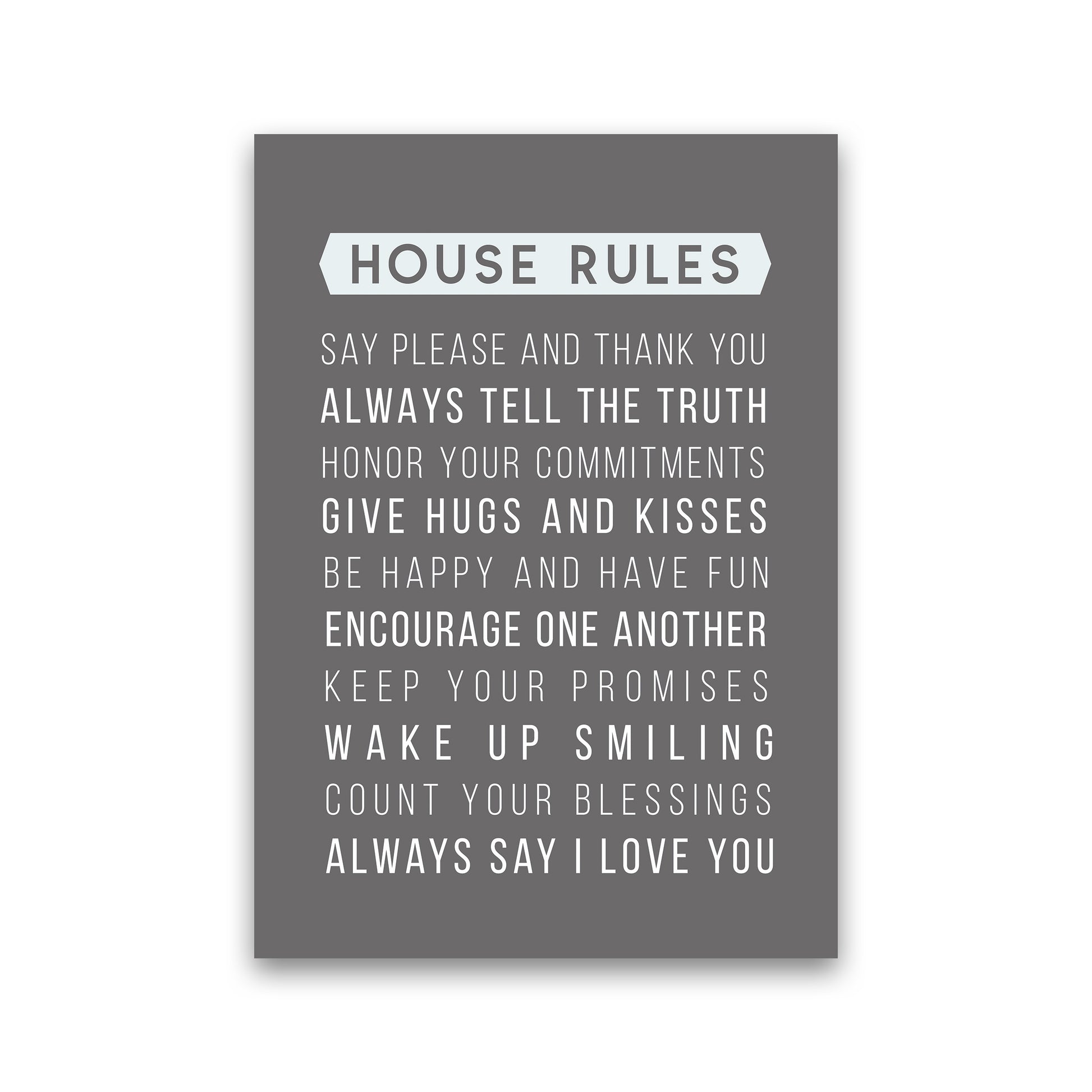 House Rules Quote Art Print by Seven Trees Design Print Only