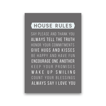 House Rules Quote Art Print by Seven Trees Design Print Only