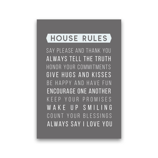 House Rules Quote Art Print by Seven Trees Design Print Only