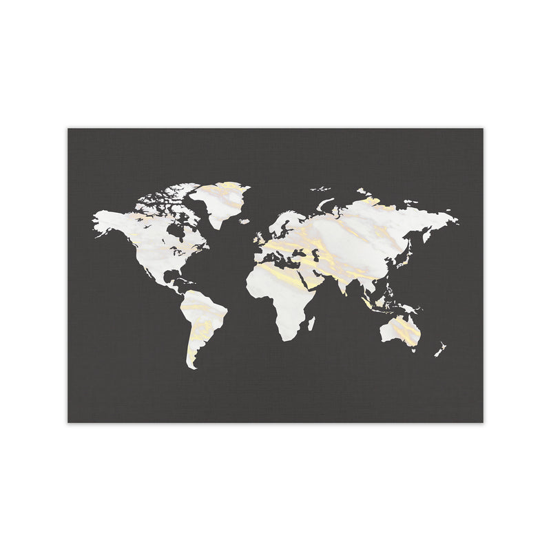 Marble Gold World Map Art Print by Seven Trees Design Print Only