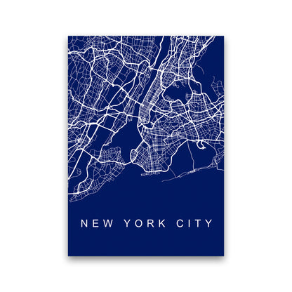 NYC Streets Blue Map Art Print by Seven Trees Design Print Only