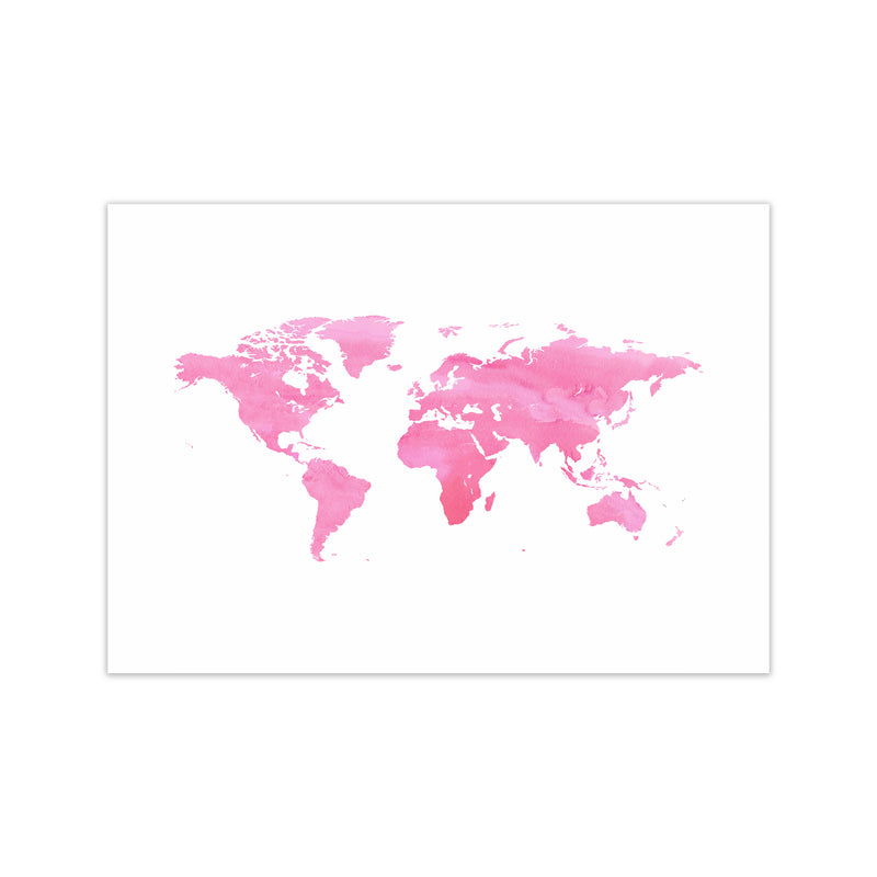 Pink Watercolor World Maps Art Print by Seven Trees Design Print Only
