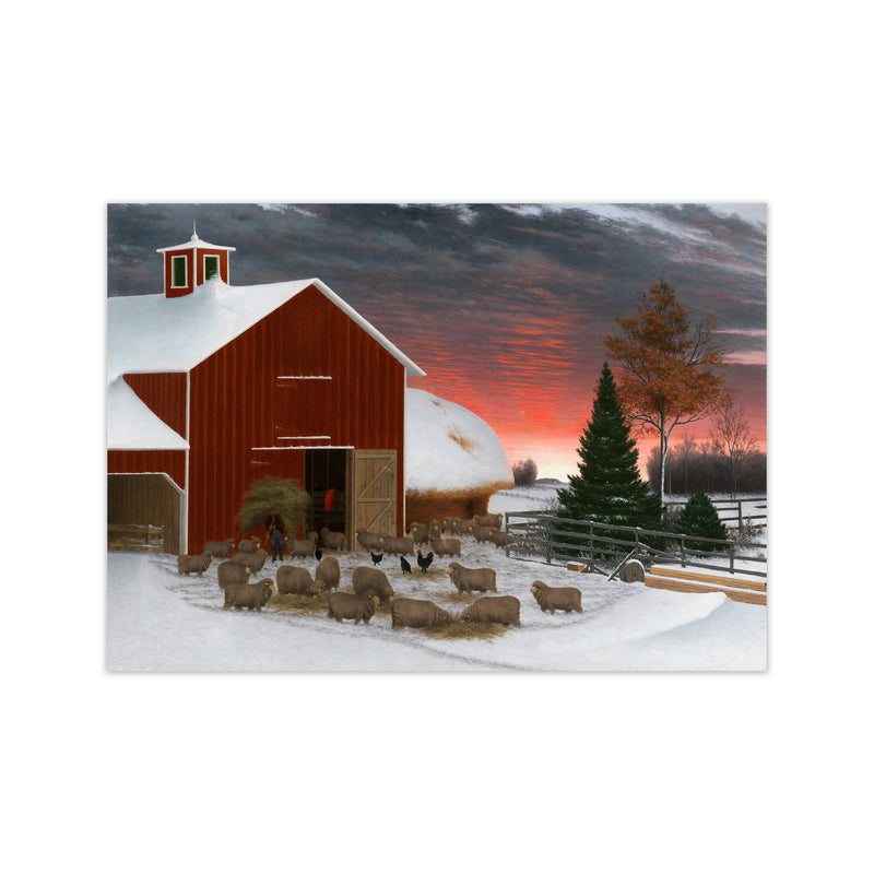 Snowy Farm Art Print by Seven Trees Design Print Only