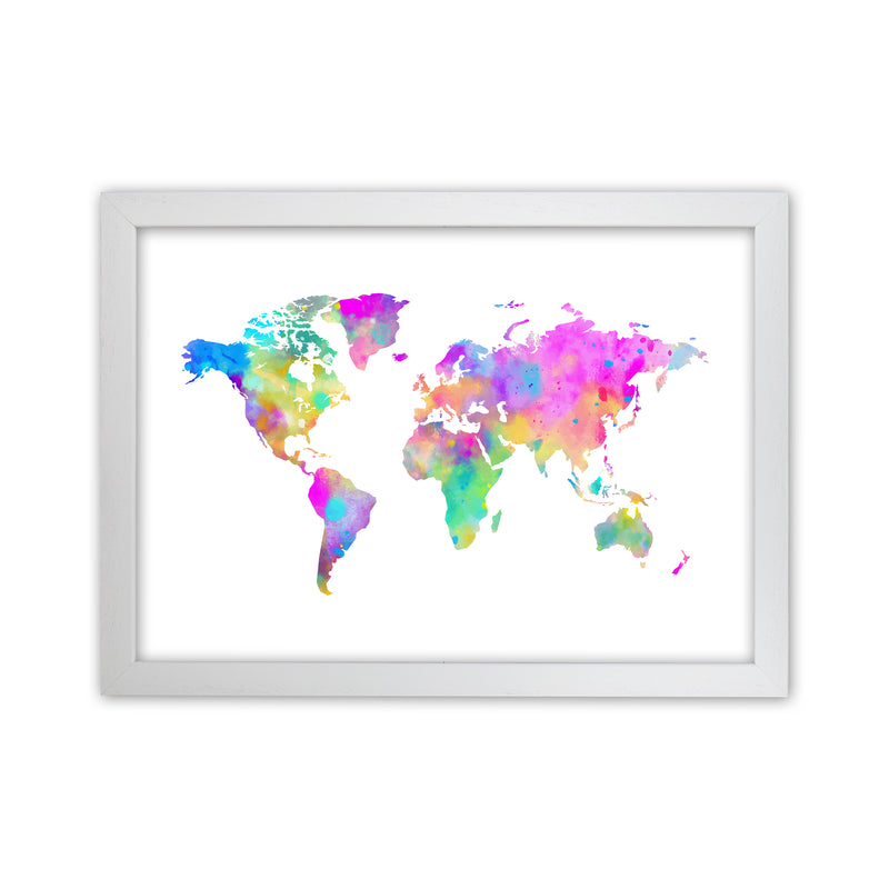 Colorful Watercolor Map Art Print by Seven Trees Design White Grain