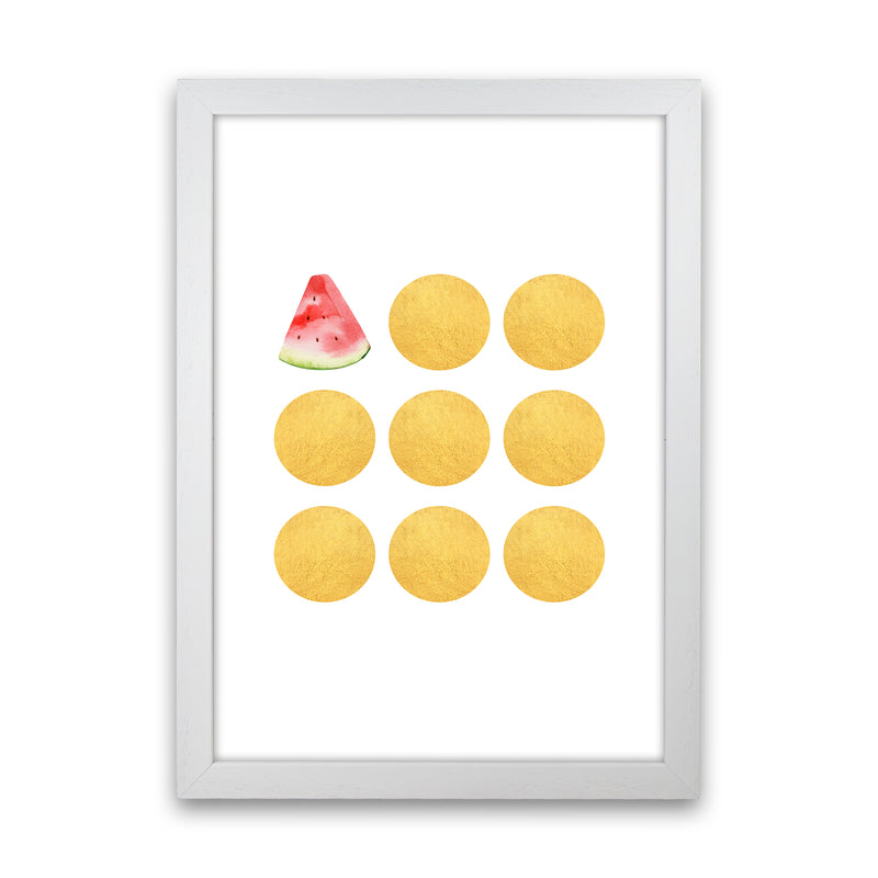 Gold Watermelon Kitchen Art Print by Seven Trees Design White Grain