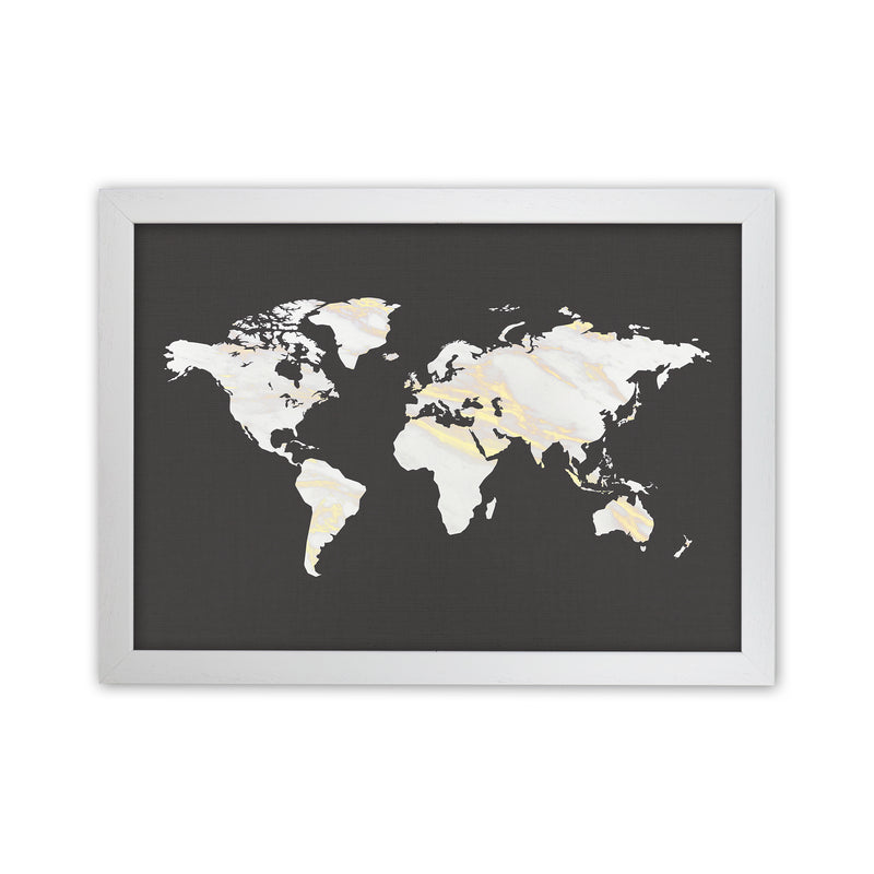 Marble Gold World Map Art Print by Seven Trees Design White Grain
