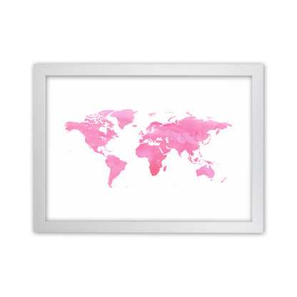 Pink Watercolor World Maps Art Print by Seven Trees Design White Grain