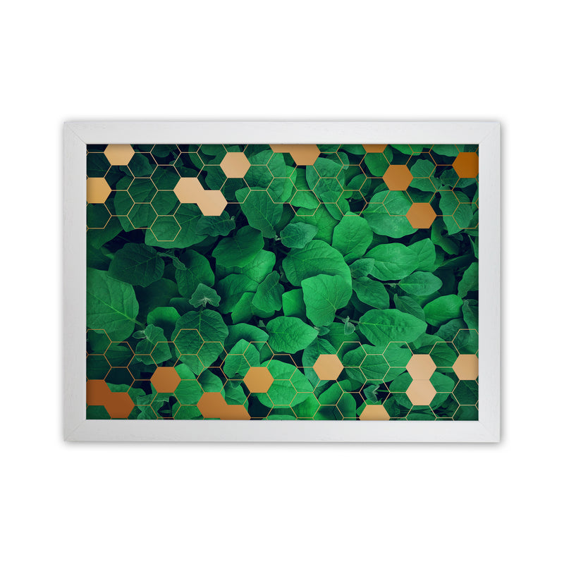 Polygonal Gold Leaves Art Print by Seven Trees Design White Grain