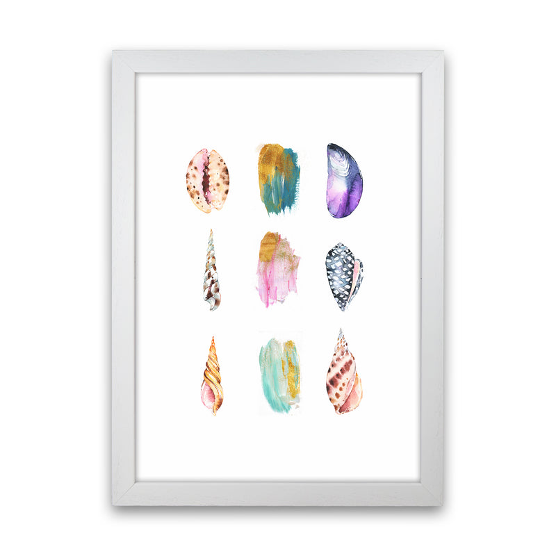 Sea And Brush Strokes I Shell Art Print by Seven Trees Design White Grain
