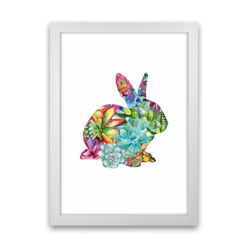 Succulents Bunny Animal Art Print by Seven Trees Design White Grain