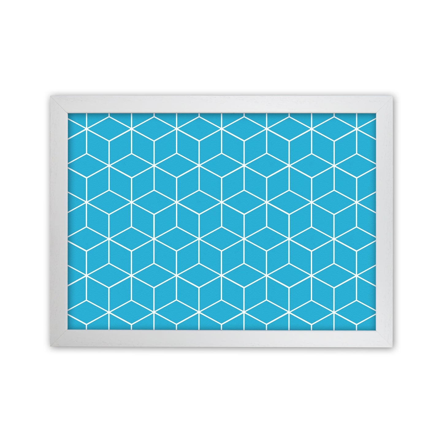 The Blue Cubes Art Print by Seven Trees Design White Grain