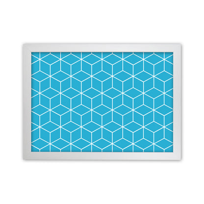 The Blue Cubes Art Print by Seven Trees Design White Grain