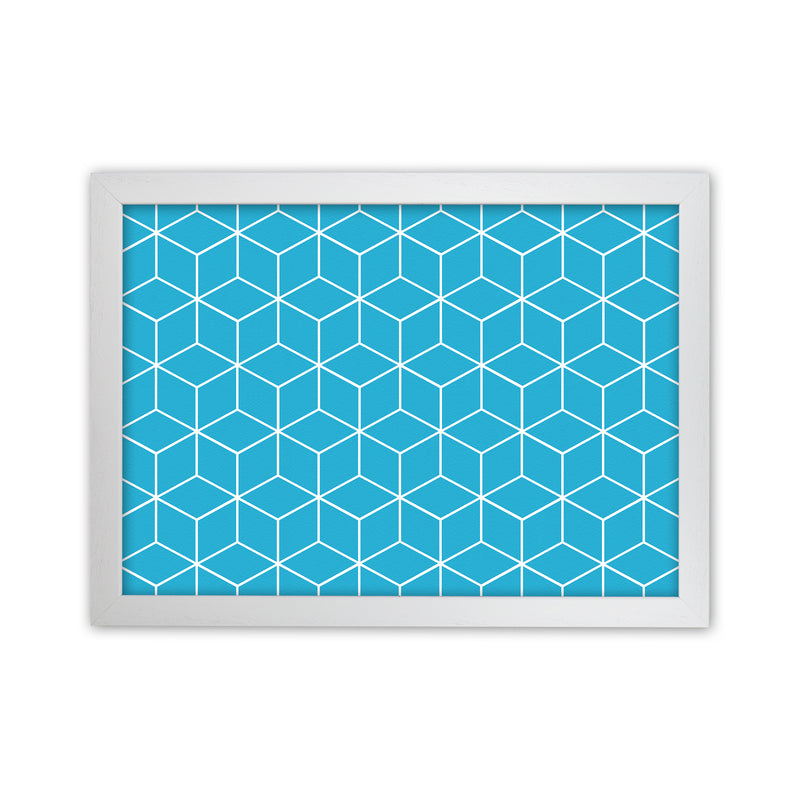 The Blue Cubes Art Print by Seven Trees Design White Grain