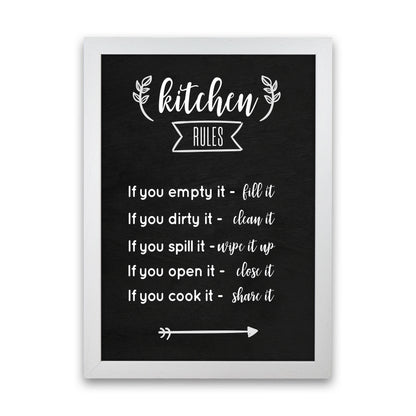 Kitchen rules Art Print by Seven Trees Design White Grain