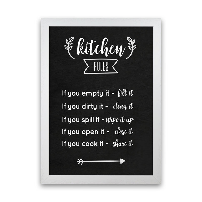 Kitchen rules Art Print by Seven Trees Design White Grain